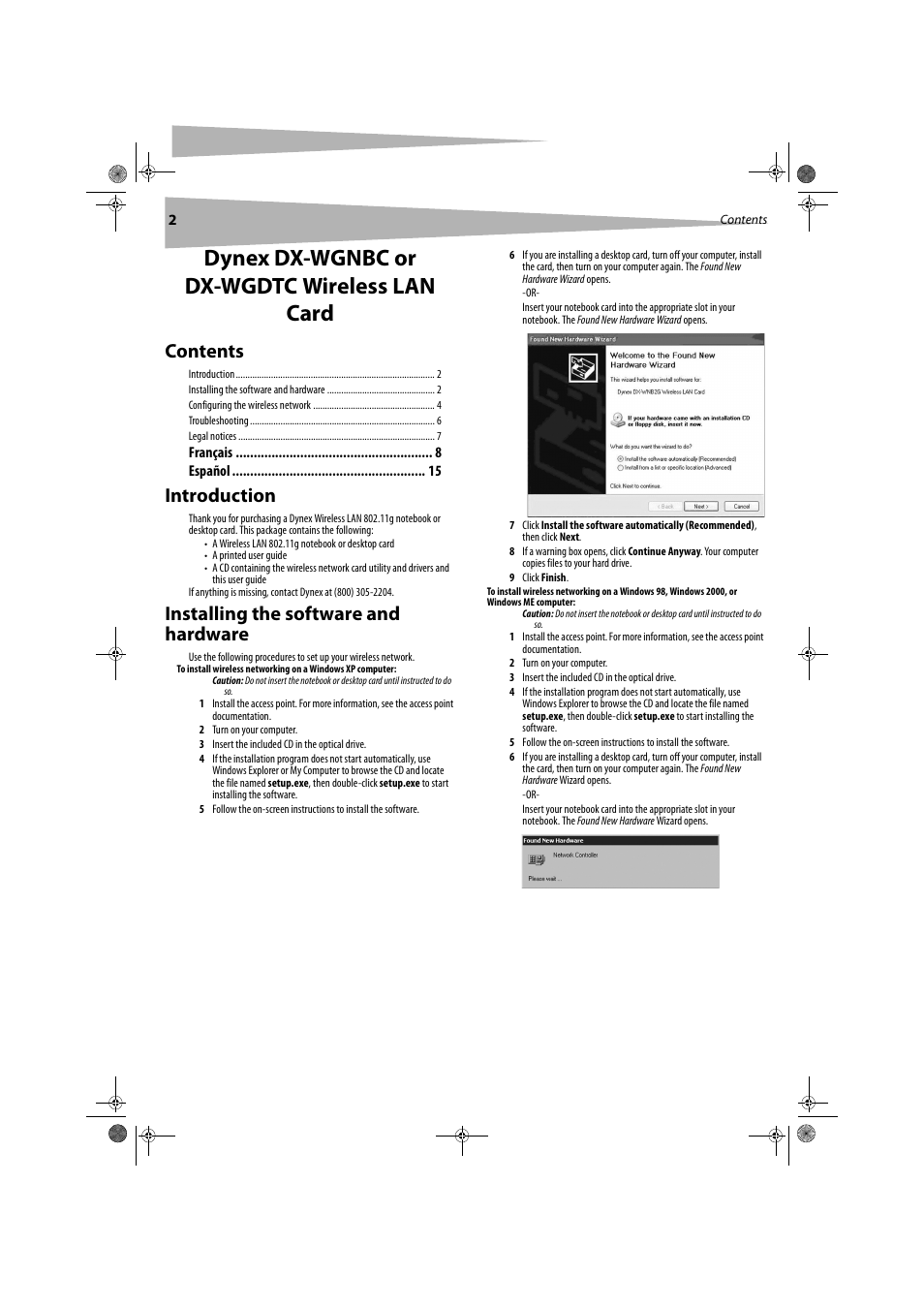 Dynex DX-WGDTC User Manual | Page 2 / 24