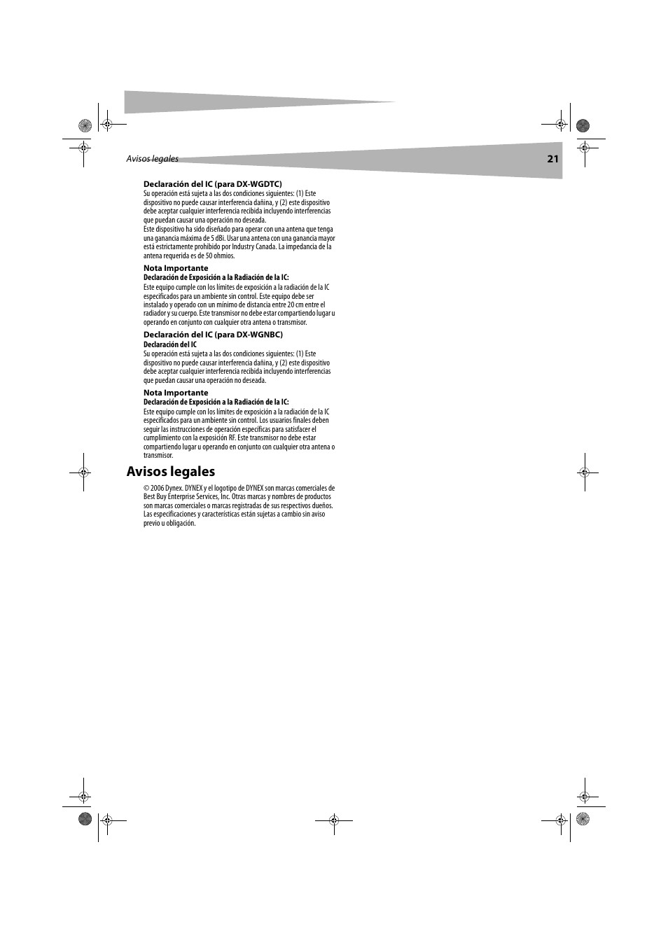 Avisos legales | Dynex DX-WGDTC User Manual | Page 21 / 24