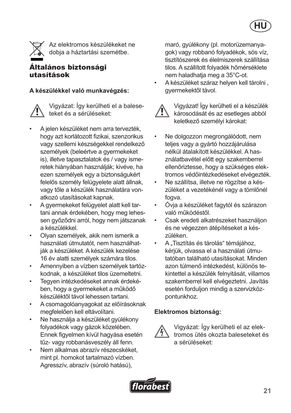 Florabest FHA 1100 A1 User Manual | Page 21 / 66