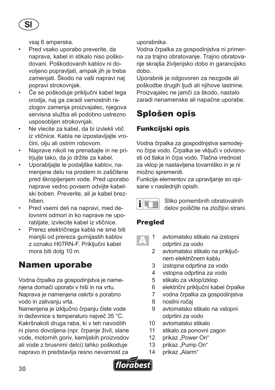 Namen uporabe, Splošen opis | Florabest FHA 1100 A1 User Manual | Page 30 / 66