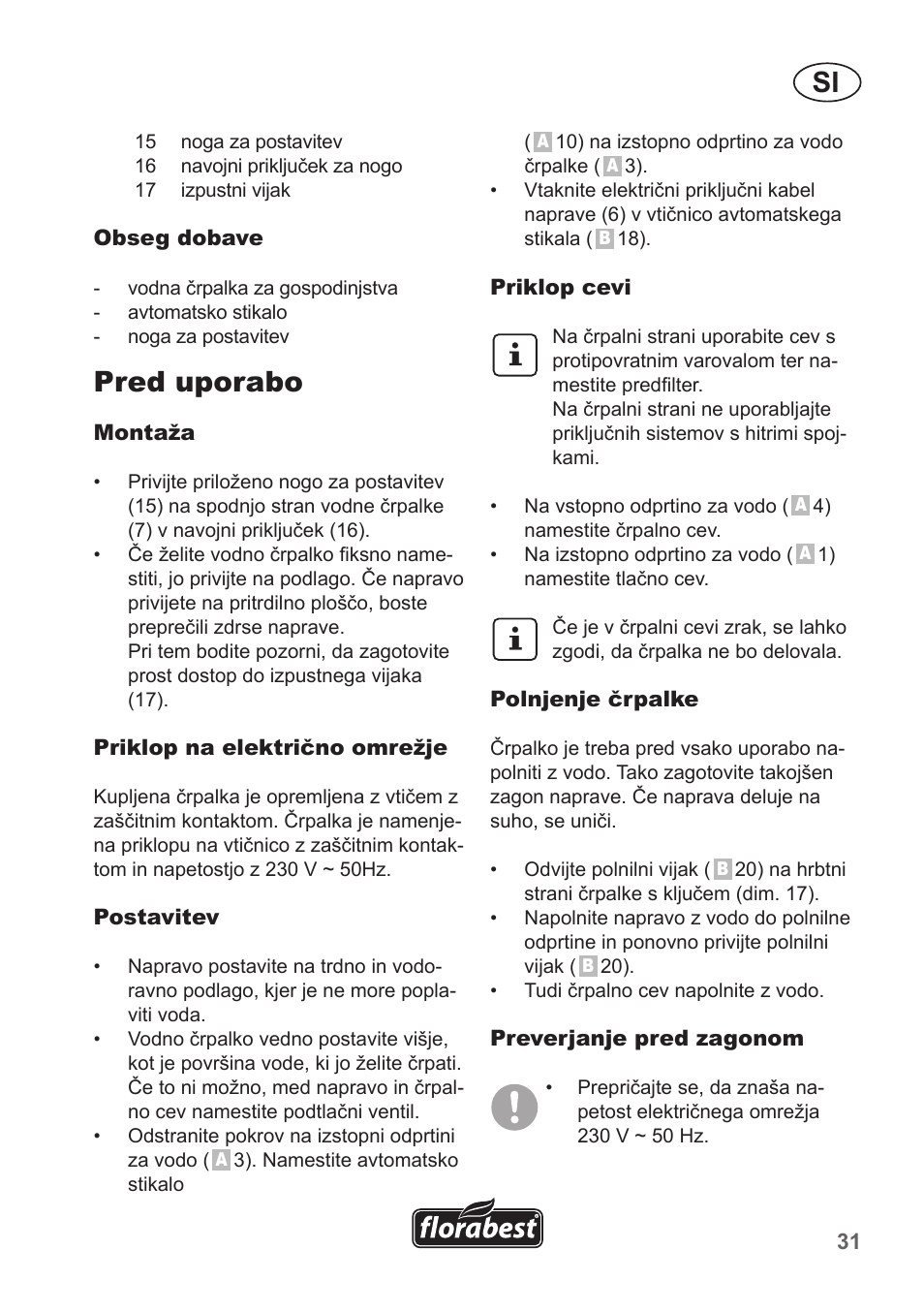 Pred uporabo | Florabest FHA 1100 A1 User Manual | Page 31 / 66