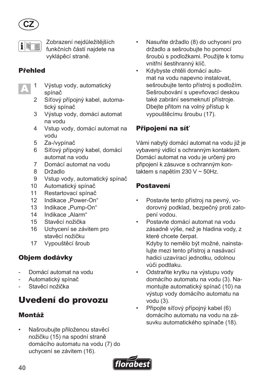 Uvedení do provozu | Florabest FHA 1100 A1 User Manual | Page 40 / 66