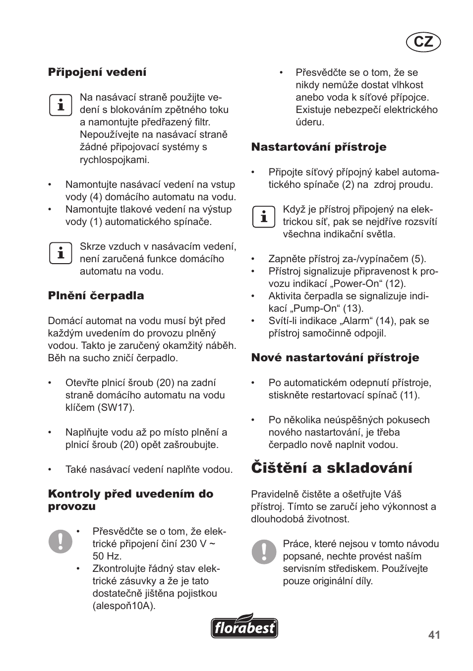 Čištění a skladování | Florabest FHA 1100 A1 User Manual | Page 41 / 66
