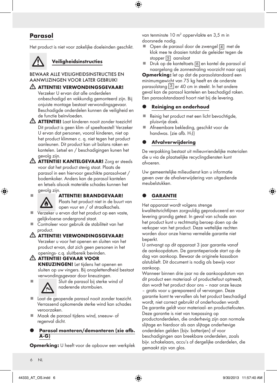 Parasol | Florabest Z31840 User Manual | Page 6 / 9