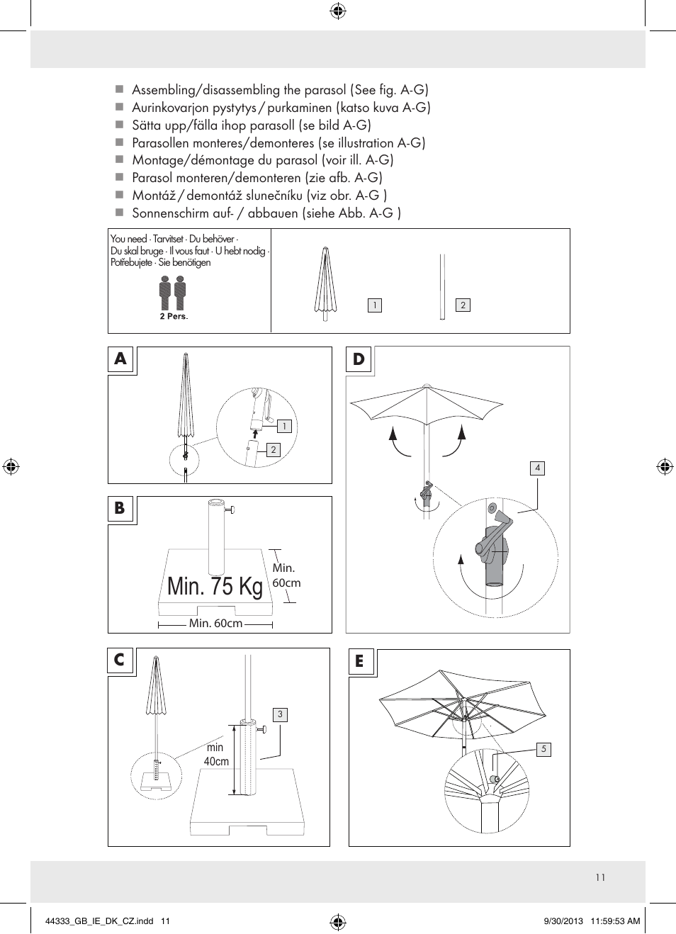 Min. 75 kg | Florabest Z31840 User Manual | Page 11 / 13