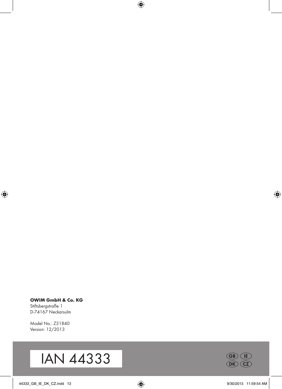 Florabest Z31840 User Manual | Page 13 / 13