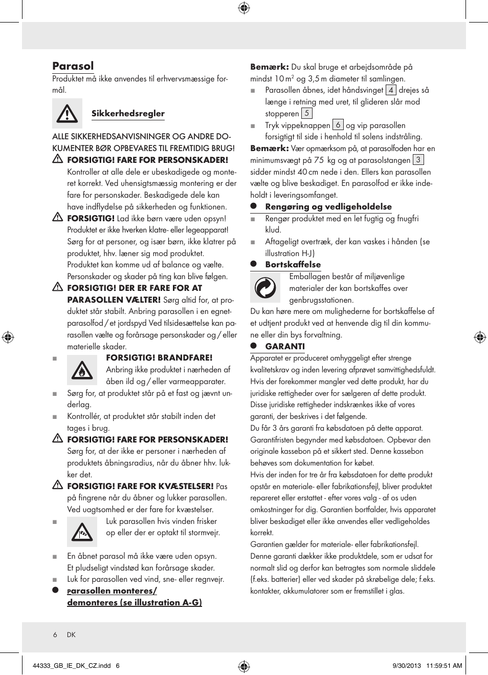 Parasol | Florabest Z31840 User Manual | Page 6 / 13