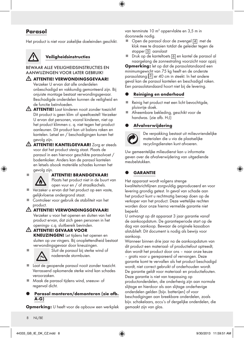 Parasol | Florabest Z31840 User Manual | Page 8 / 13