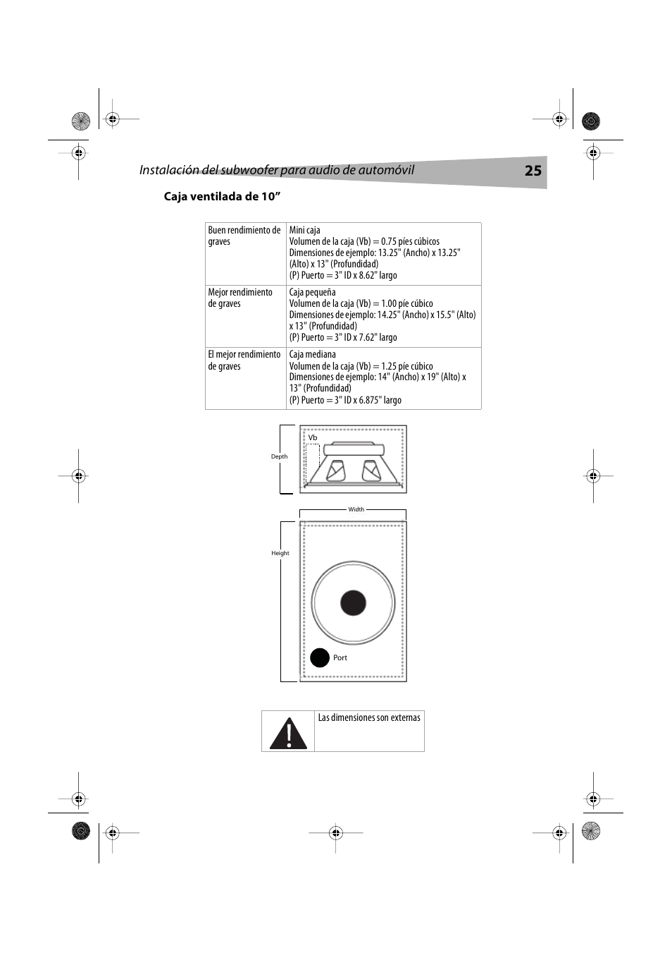 Caja ventilada de 10, Instalación del subwoofer para audio de automóvil | Dynex DX-S2000 User Manual | Page 25 / 30