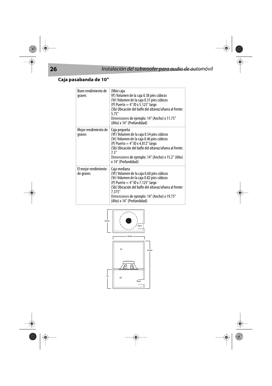 Caja pasabanda de 10, Instalación del subwoofer para audio de automóvil | Dynex DX-S2000 User Manual | Page 26 / 30