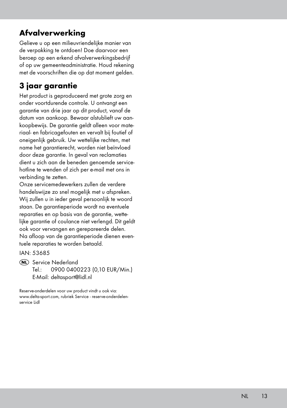 Afvalverwerking, 3 jaar garantie | Florabest AG-1780 User Manual | Page 13 / 16