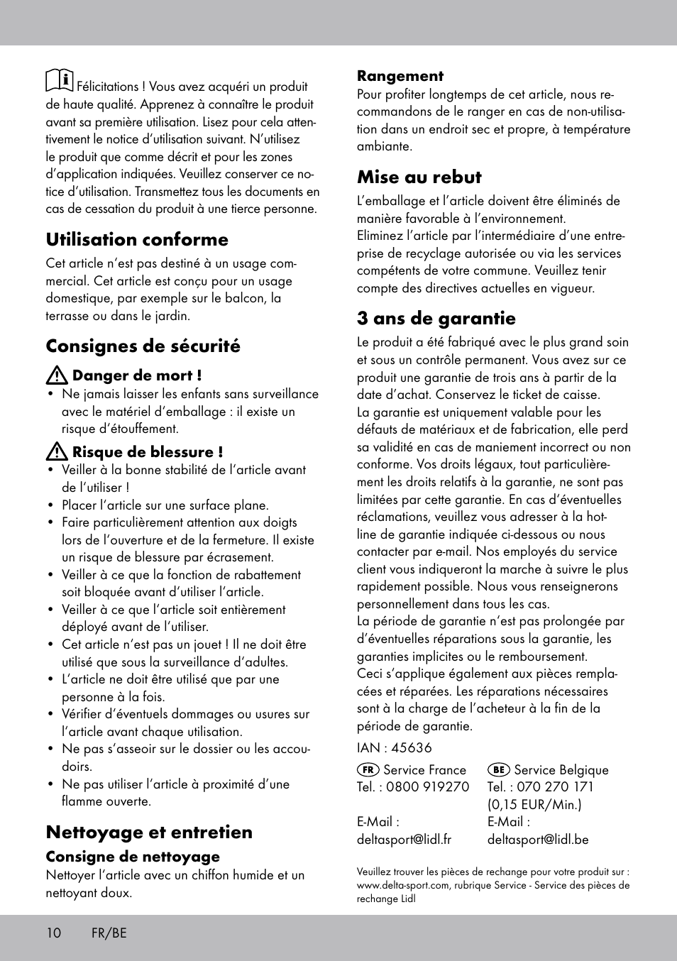 Utilisation conforme, Consignes de sécurité, Nettoyage et entretien | Mise au rebut, 3 ans de garantie | Florabest KS-1707 User Manual | Page 10 / 16