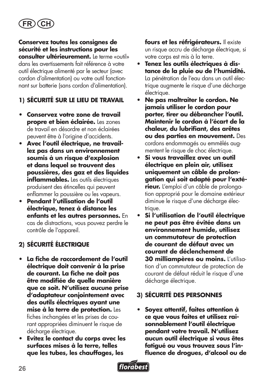 Fr ch | Florabest FAH 18 C3 User Manual | Page 26 / 78