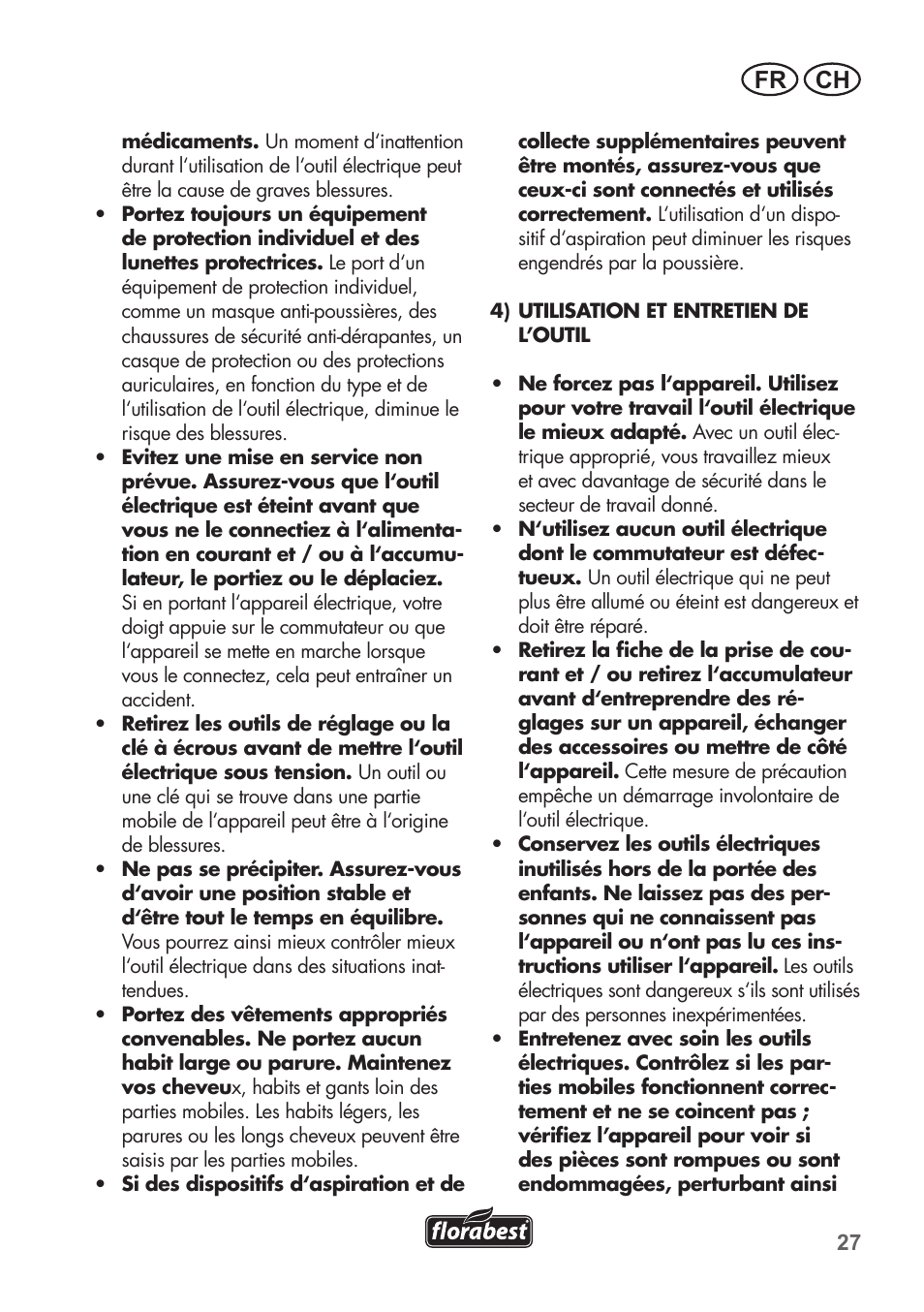 Fr ch | Florabest FAH 18 C3 User Manual | Page 27 / 78