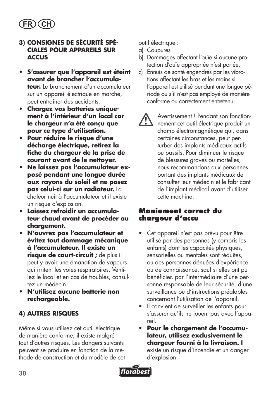 Fr ch | Florabest FAH 18 C3 User Manual | Page 30 / 78