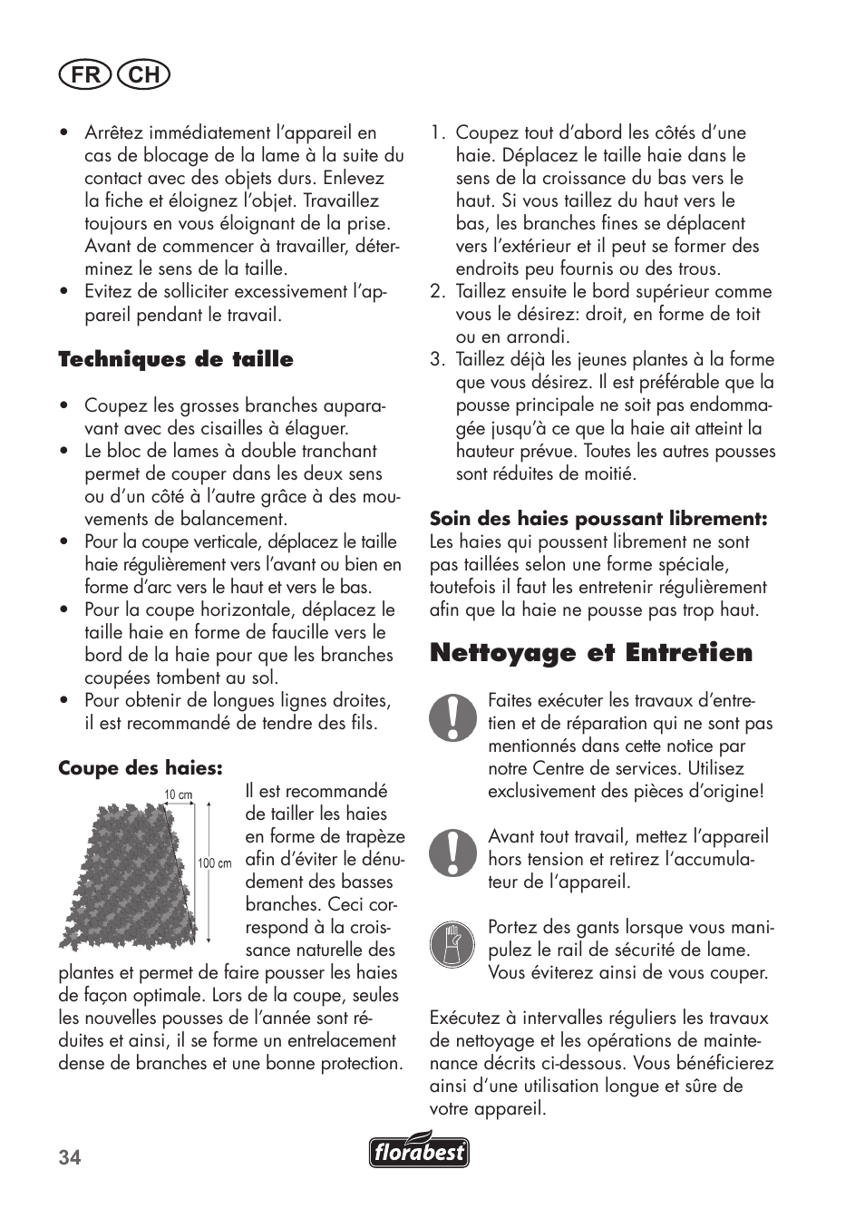 Nettoyage et entretien, Fr ch | Florabest FAH 18 C3 User Manual | Page 34 / 78