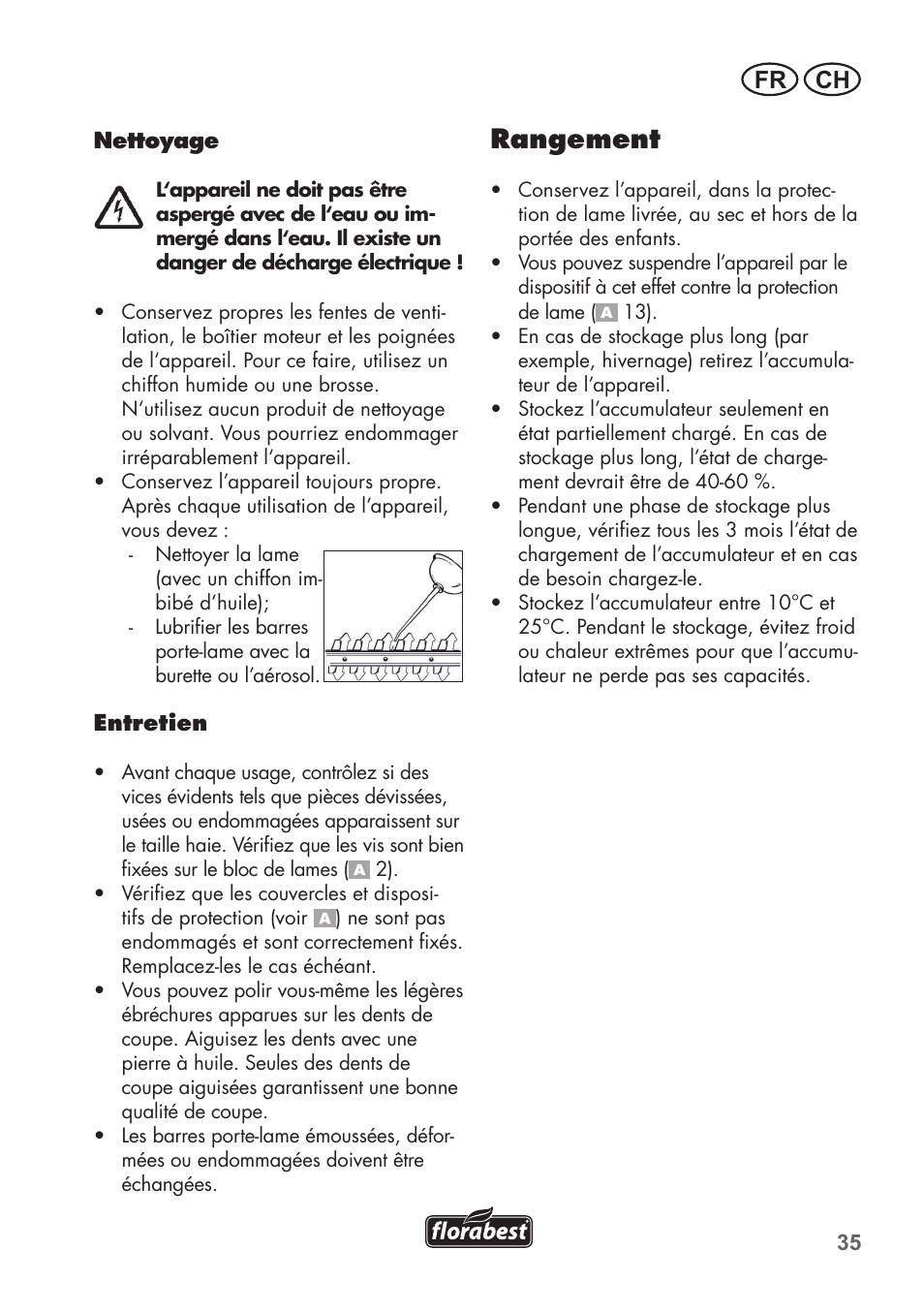 Rangement, Fr ch | Florabest FAH 18 C3 User Manual | Page 35 / 78