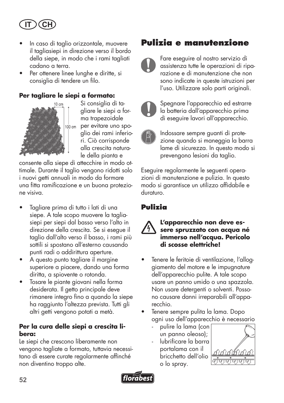 Pulizia e manutenzione, It ch | Florabest FAH 18 C3 User Manual | Page 52 / 78