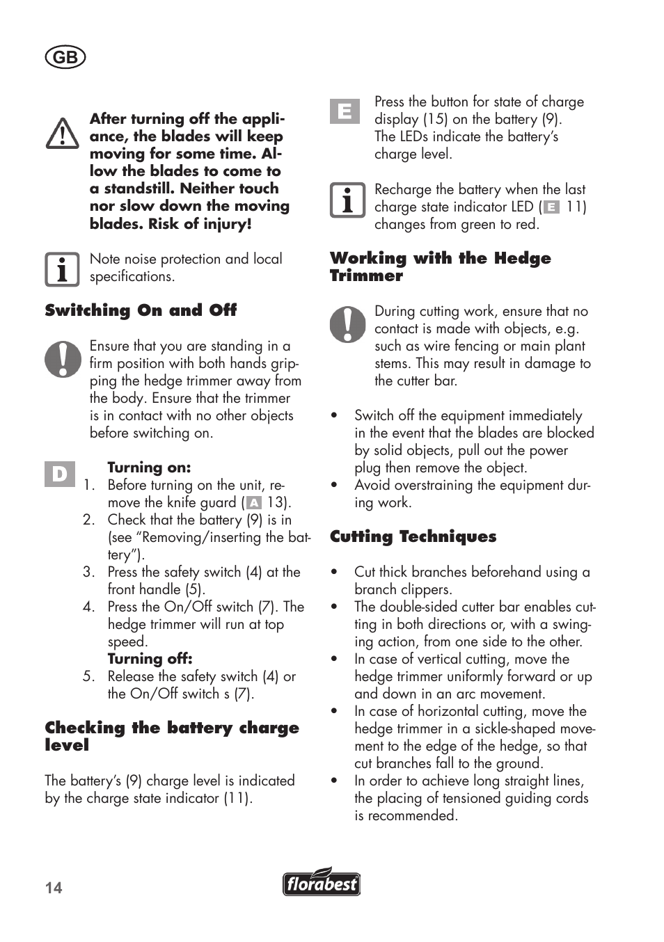 Florabest FAH 18 C3 User Manual | Page 14 / 62