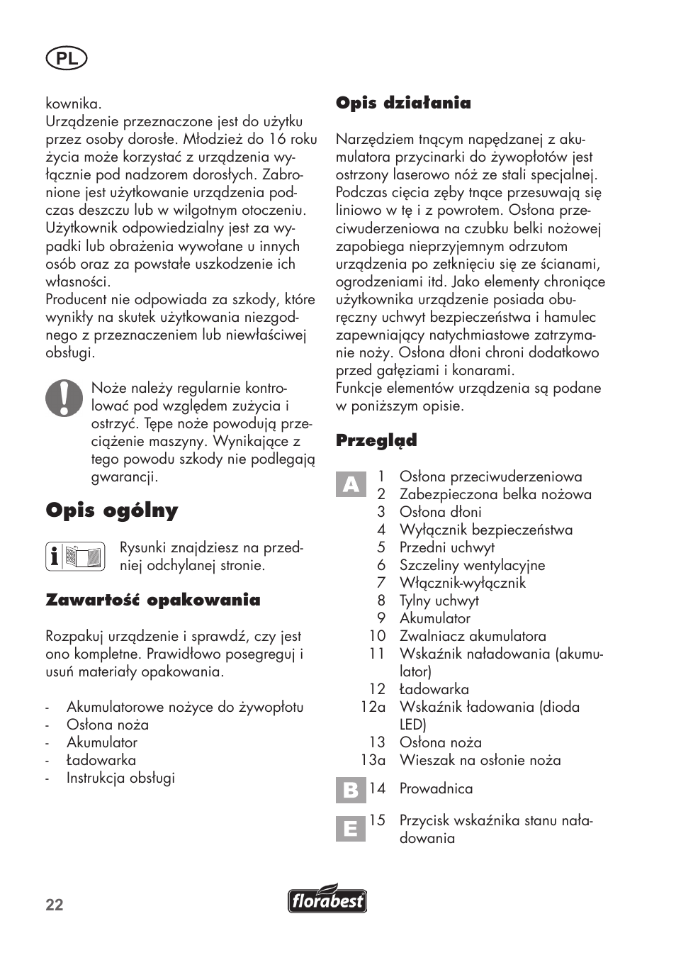 Opis ogólny | Florabest FAH 18 C3 User Manual | Page 22 / 62