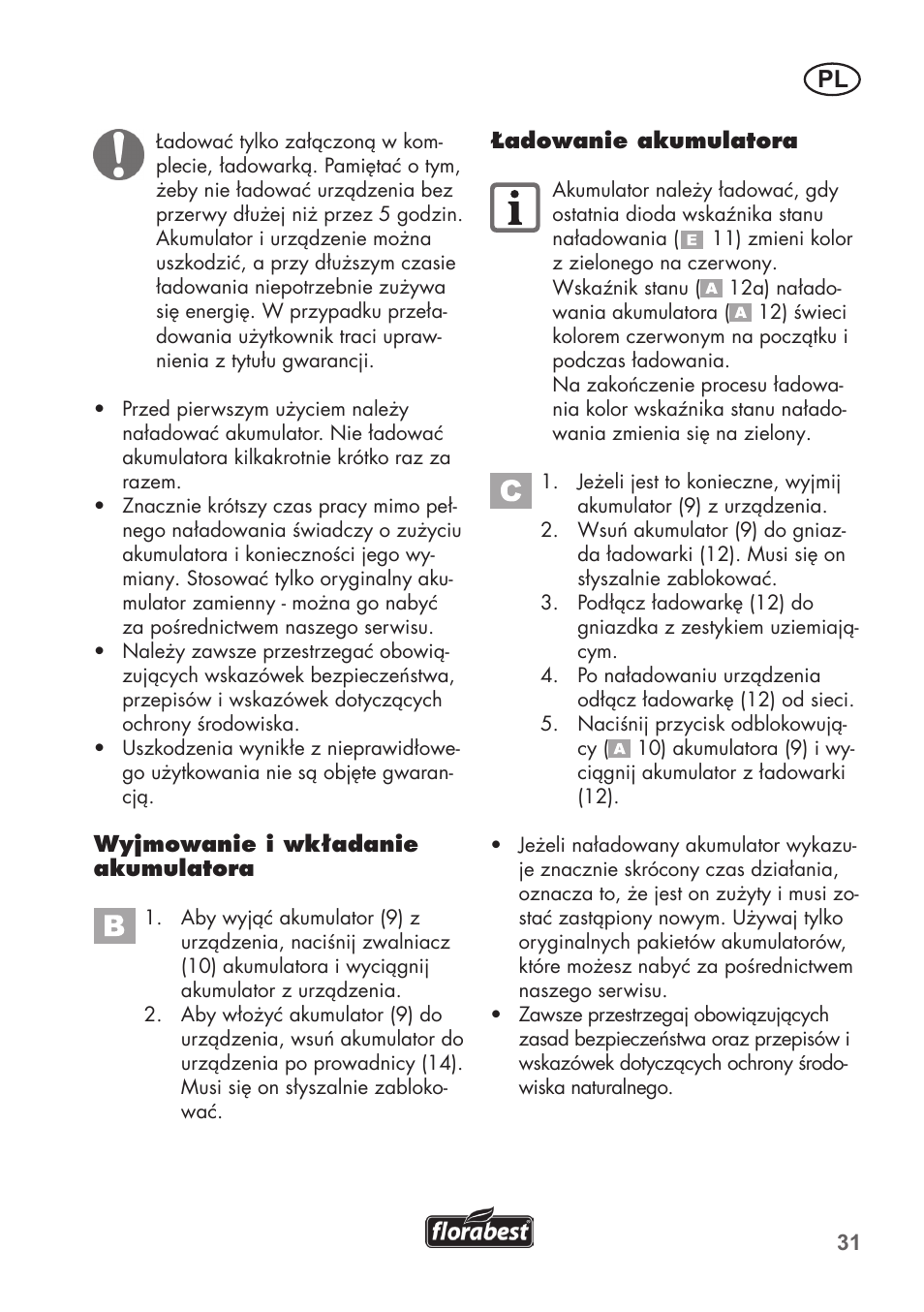 Florabest FAH 18 C3 User Manual | Page 31 / 62