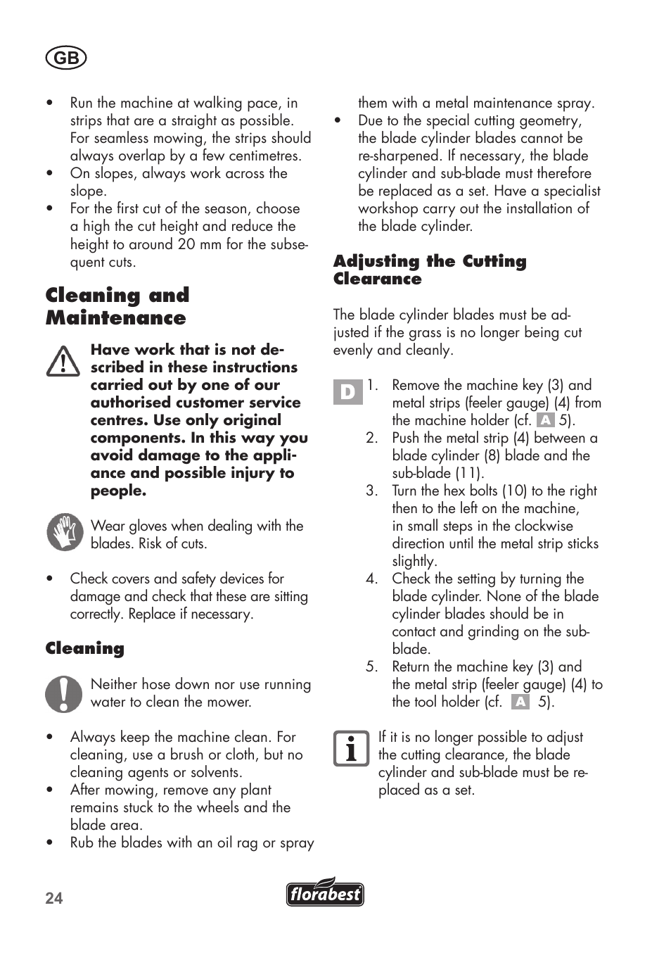 Cleaning and maintenance | Florabest FHM 38 A1 User Manual | Page 24 / 30