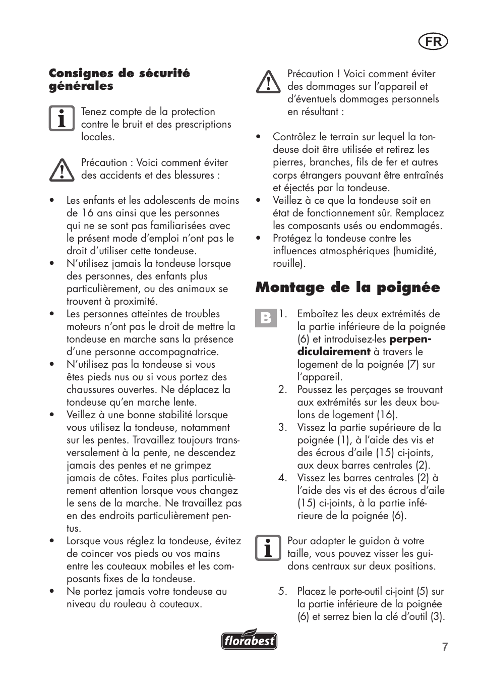 Montage de la poignée | Florabest FHM 38 A1 User Manual | Page 7 / 30