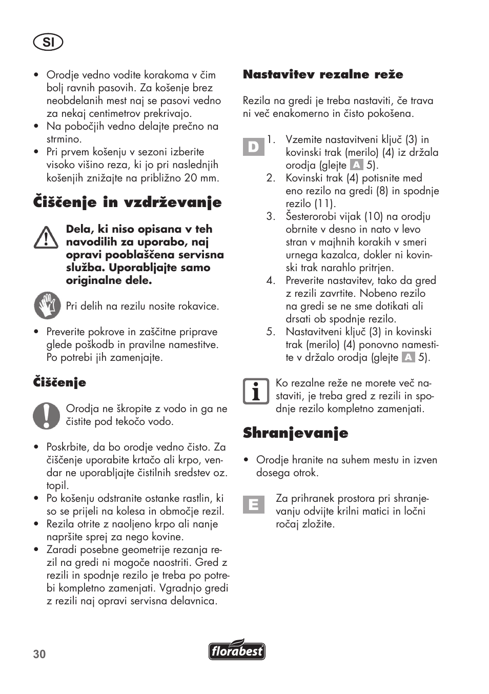 Čiščenje in vzdrževanje, Shranjevanje | Florabest FHM 38 A1 User Manual | Page 30 / 58
