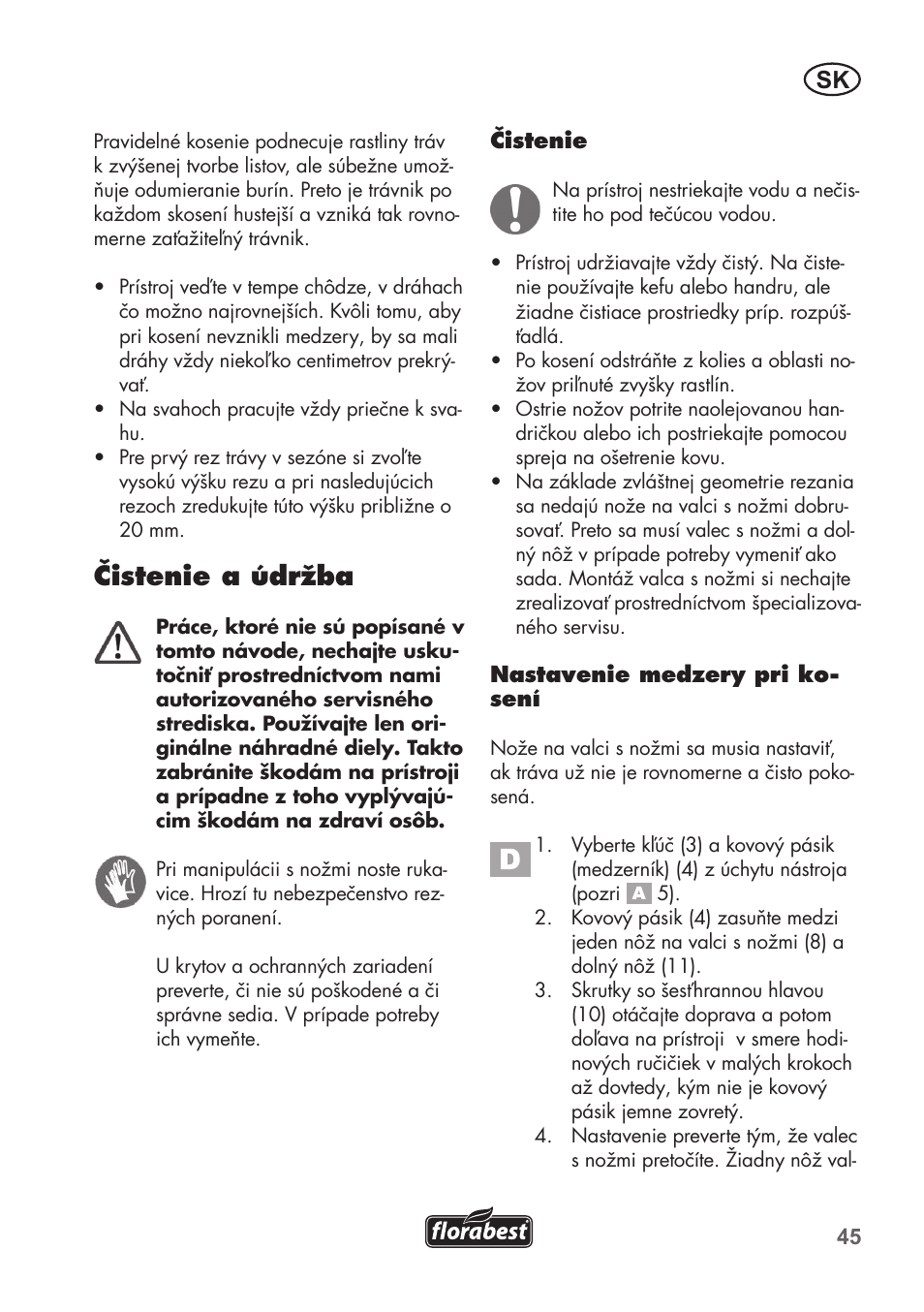 Čistenie a údržba | Florabest FHM 38 A1 User Manual | Page 45 / 58