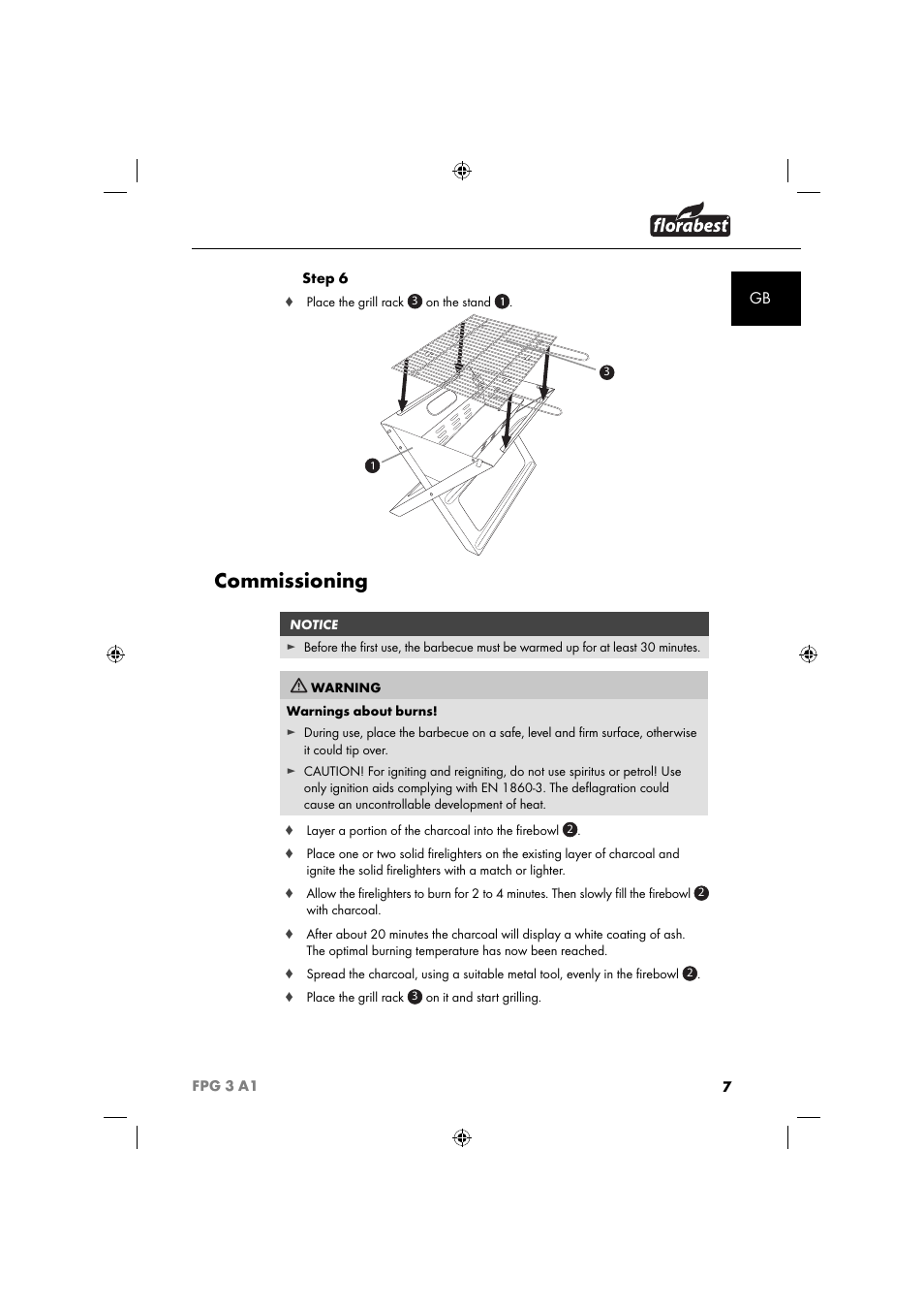 Commissioning | Florabest FPG 3 A1 User Manual | Page 10 / 64