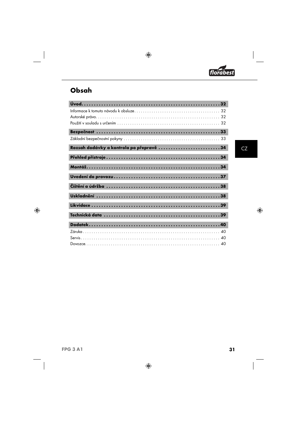 Florabest FPG 3 A1 User Manual | Page 34 / 64