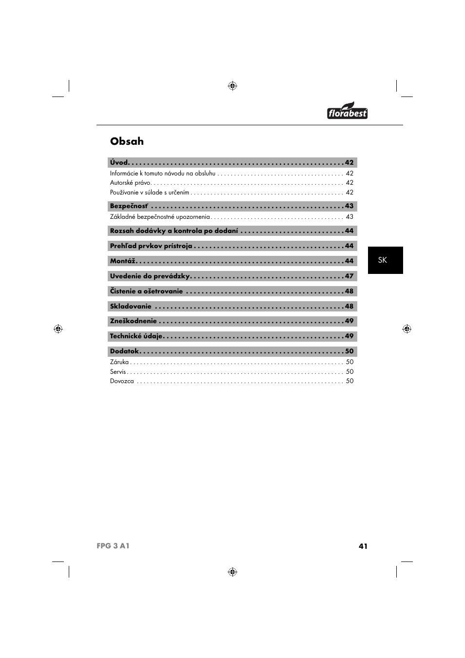 Florabest FPG 3 A1 User Manual | Page 44 / 64
