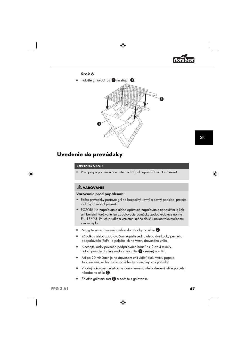 Uvedenie do prevádzky | Florabest FPG 3 A1 User Manual | Page 50 / 64