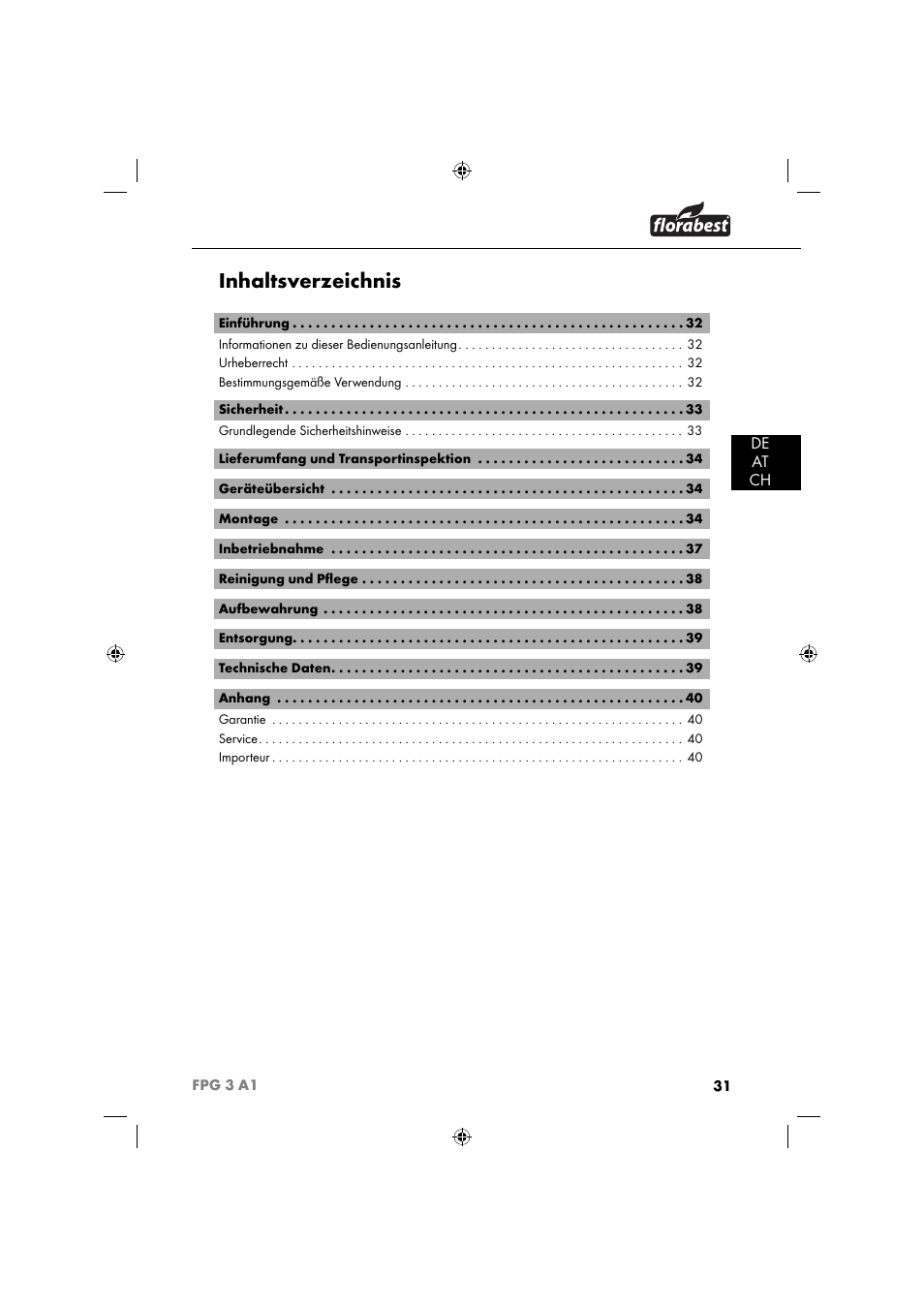 Florabest FPG 3 A1 User Manual | Page 34 / 44