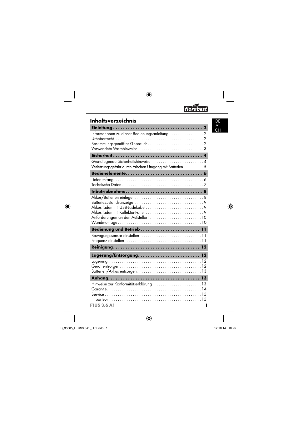 Florabest FTUS 3.6 A1 User Manual | Page 4 / 66