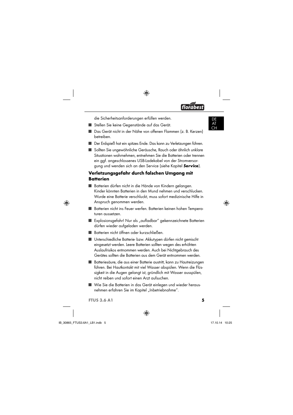 Florabest FTUS 3.6 A1 User Manual | Page 8 / 66