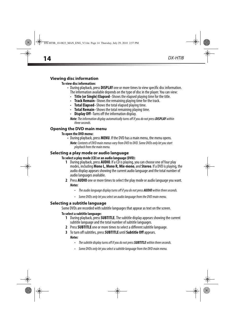 Dynex DX-HTIB User Manual | Page 14 / 28