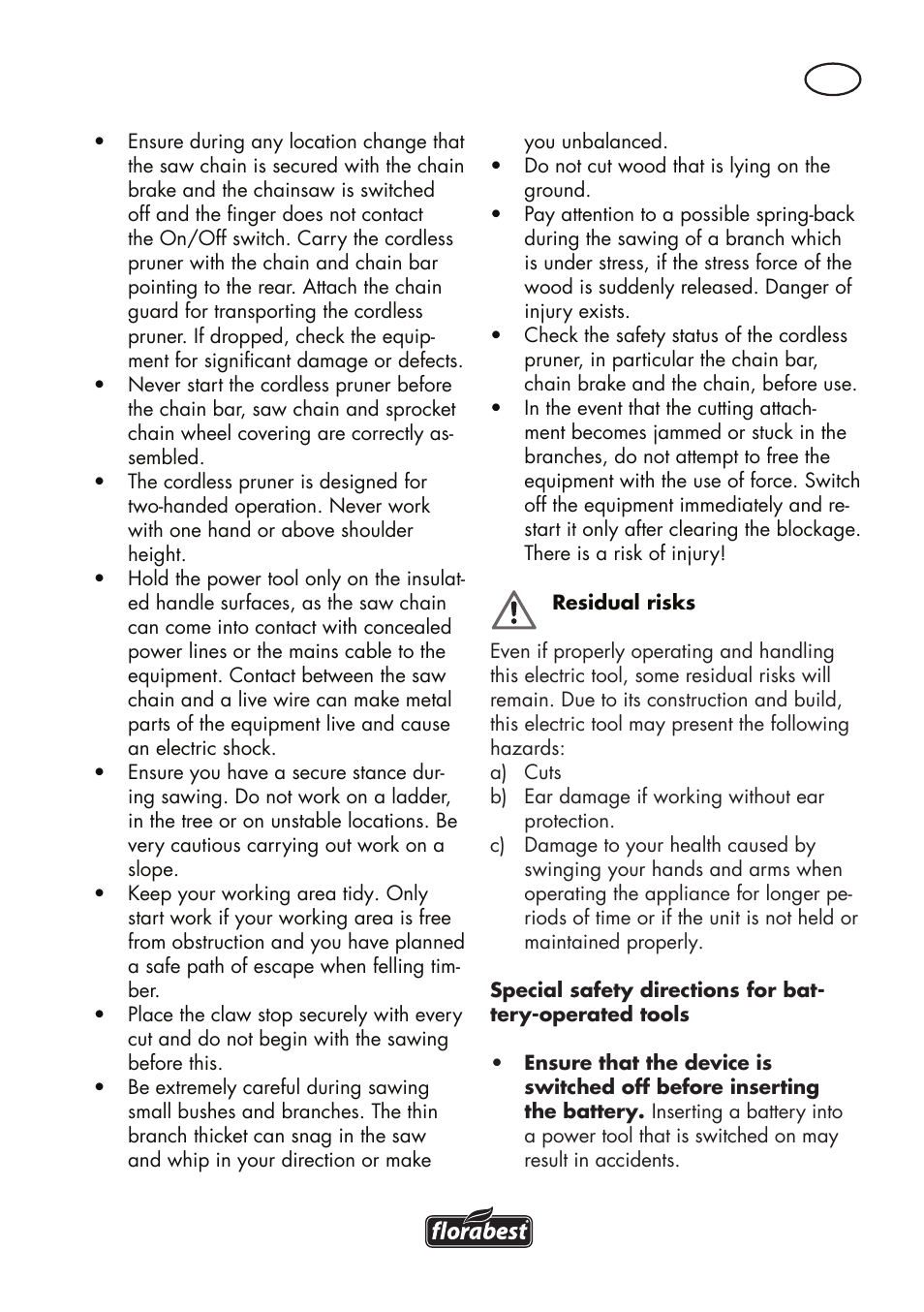 Florabest FAHE 18 A1 User Manual | Page 13 / 108