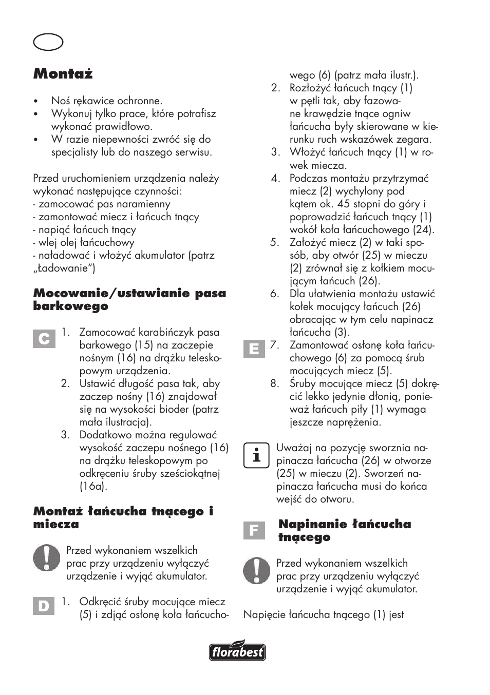 Montaż | Florabest FAHE 18 A1 User Manual | Page 40 / 108