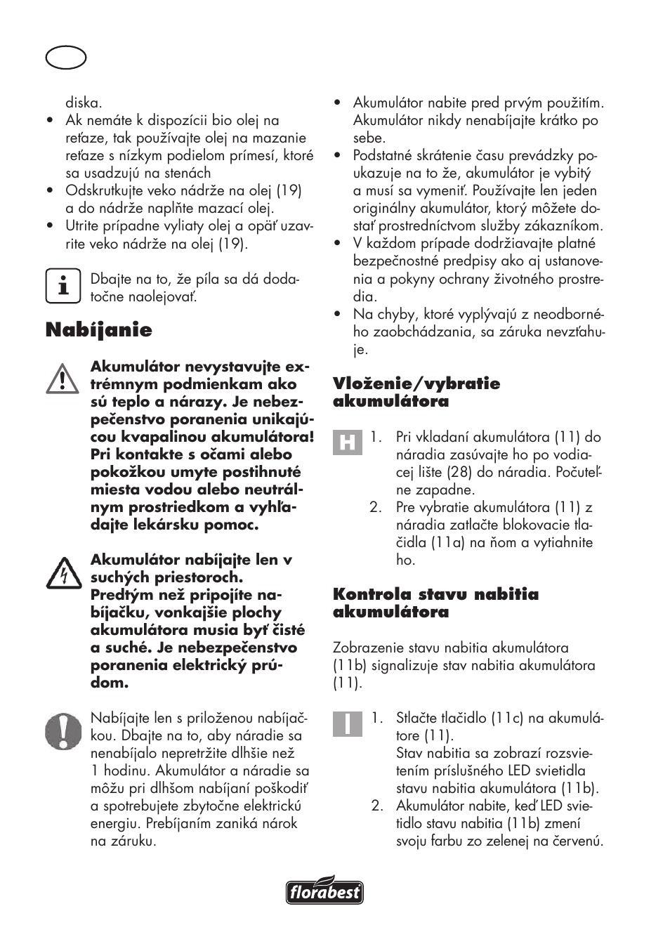 Nabíjanie | Florabest FAHE 18 A1 User Manual | Page 66 / 108
