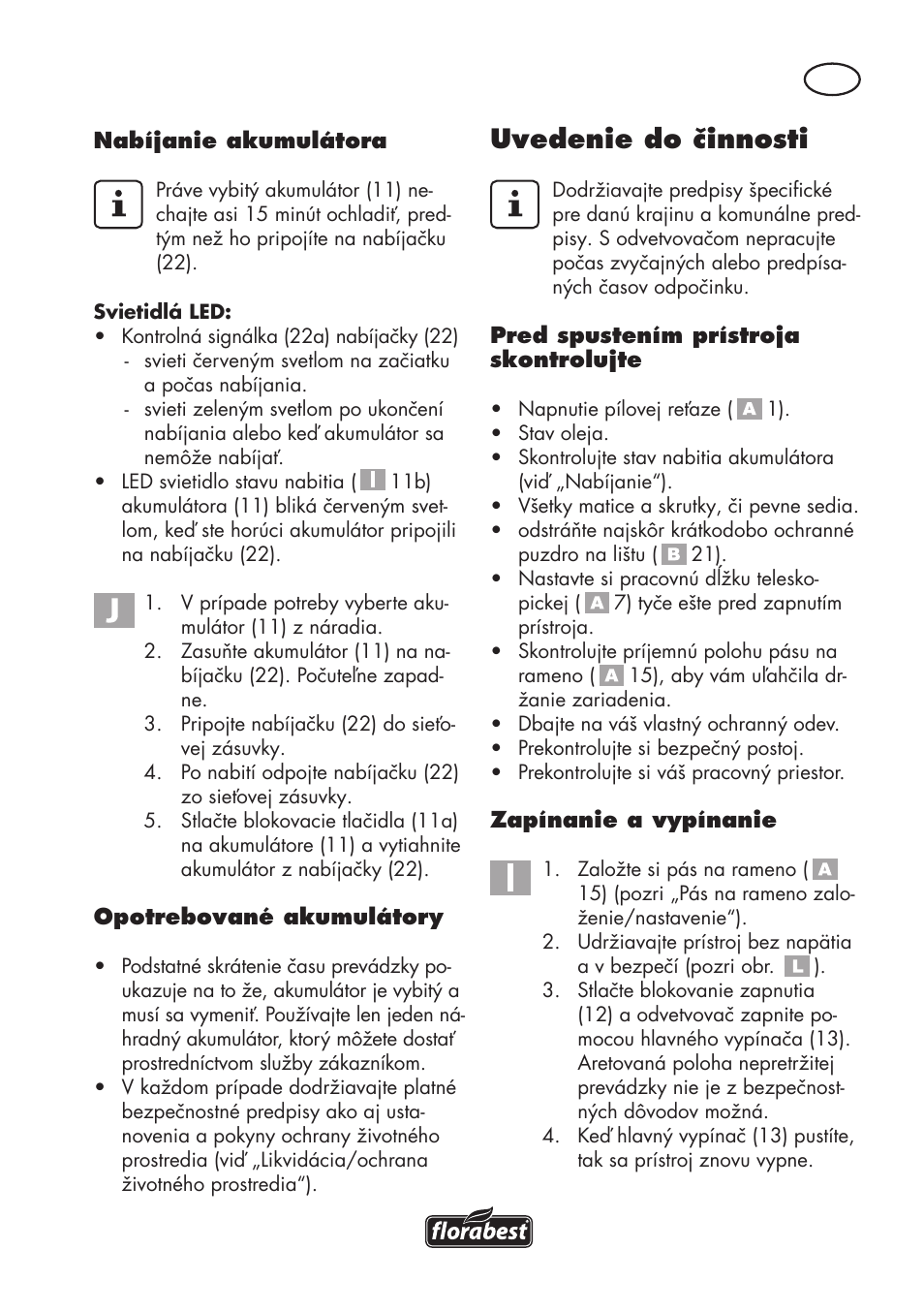 Uvedenie do činnosti | Florabest FAHE 18 A1 User Manual | Page 67 / 108