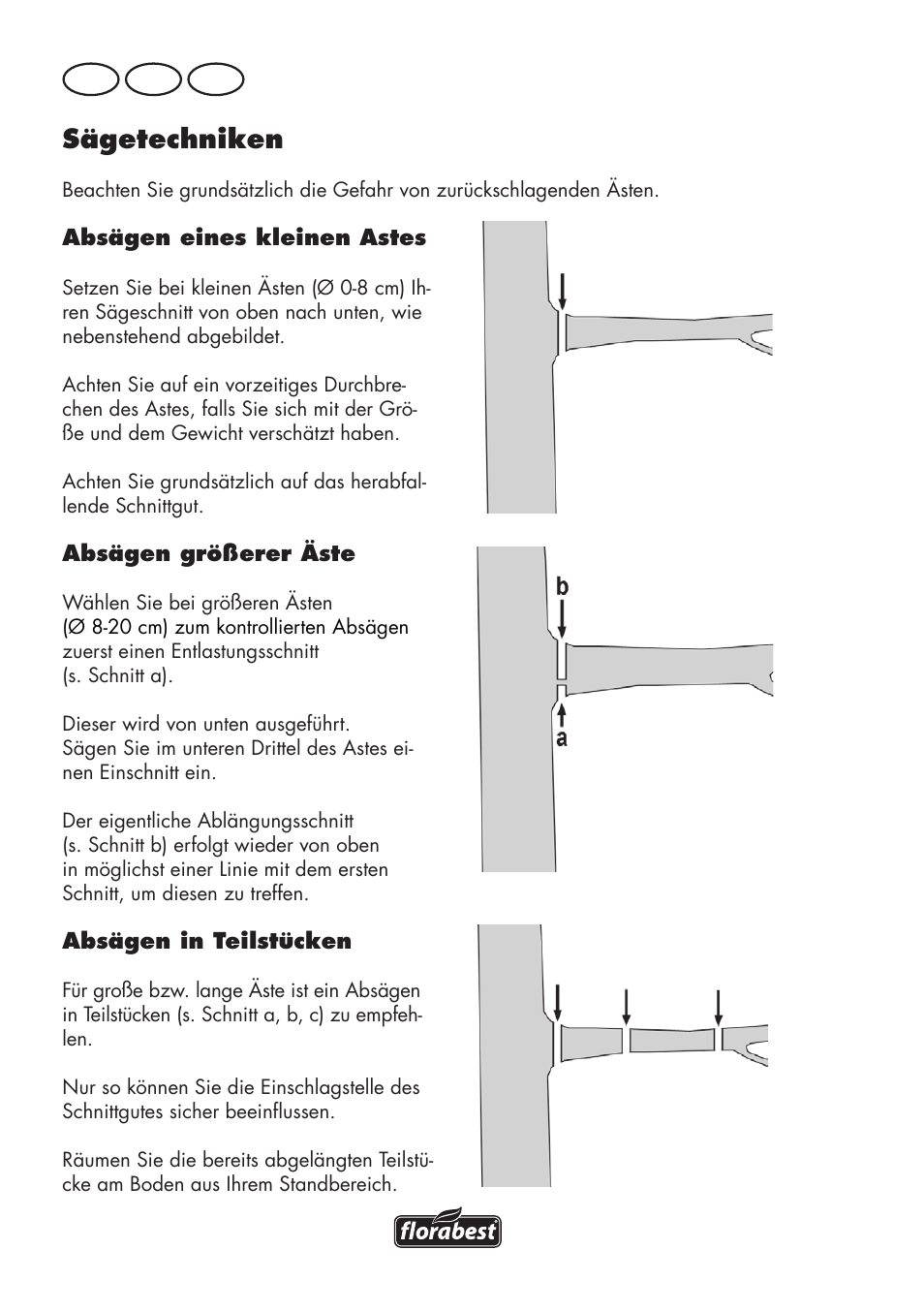 Sägetechniken, Cb a, De at ch | Florabest FAHE 18 A1 User Manual | Page 94 / 108
