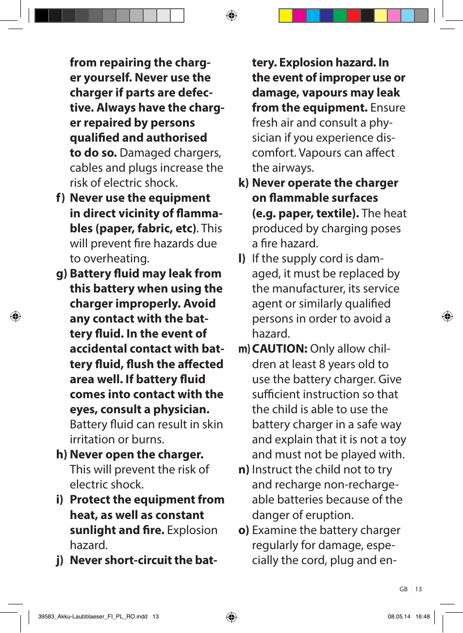Florabest FLBA 18 A1 User Manual | Page 13 / 117