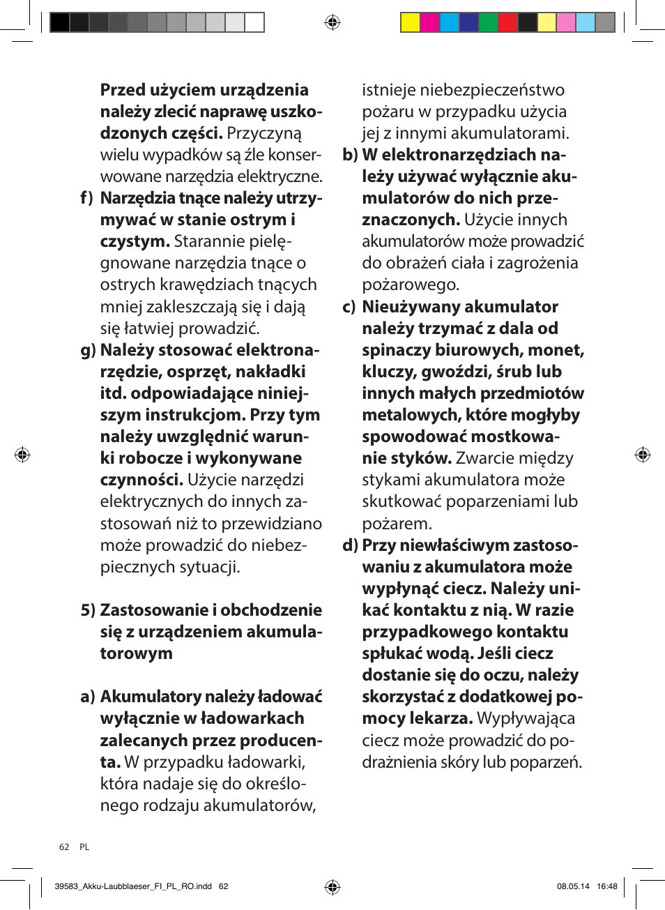 Florabest FLBA 18 A1 User Manual | Page 62 / 117