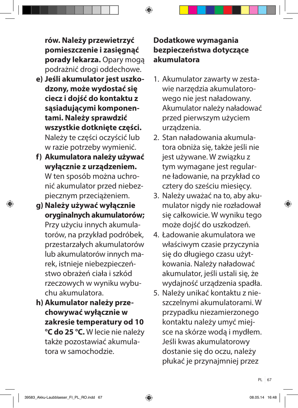 Florabest FLBA 18 A1 User Manual | Page 67 / 117