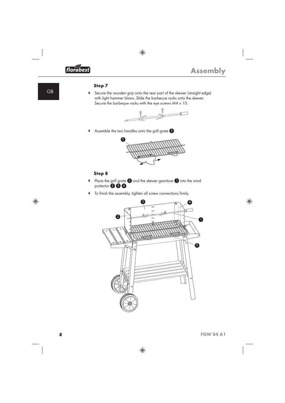 Assembly | Florabest FGW 84 A1 User Manual | Page 10 / 86