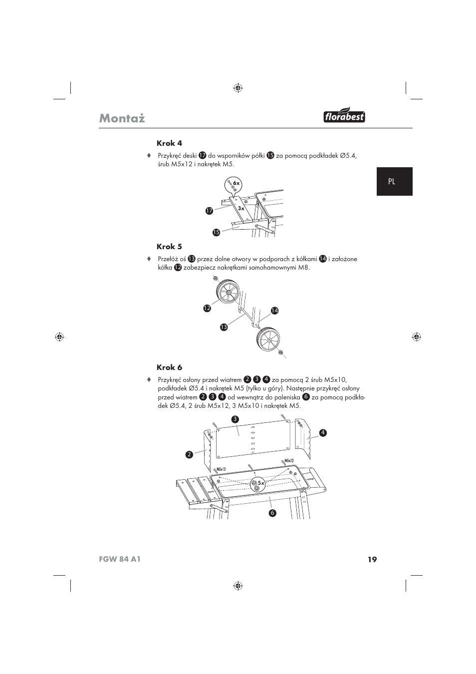 Montaż | Florabest FGW 84 A1 User Manual | Page 21 / 86