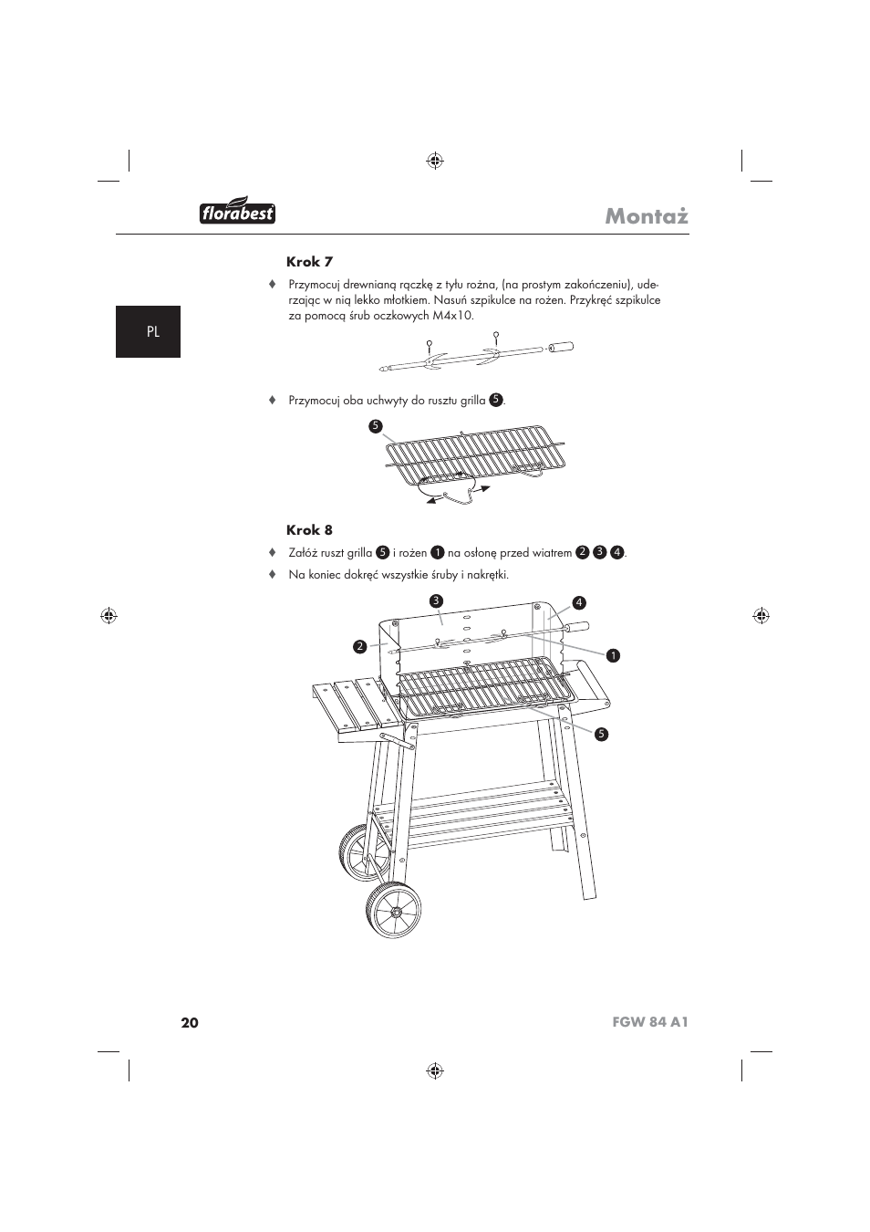 Montaż | Florabest FGW 84 A1 User Manual | Page 22 / 86