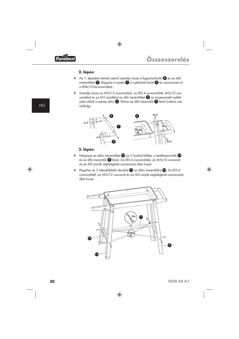 Összeszerelés | Florabest FGW 84 A1 User Manual | Page 32 / 86