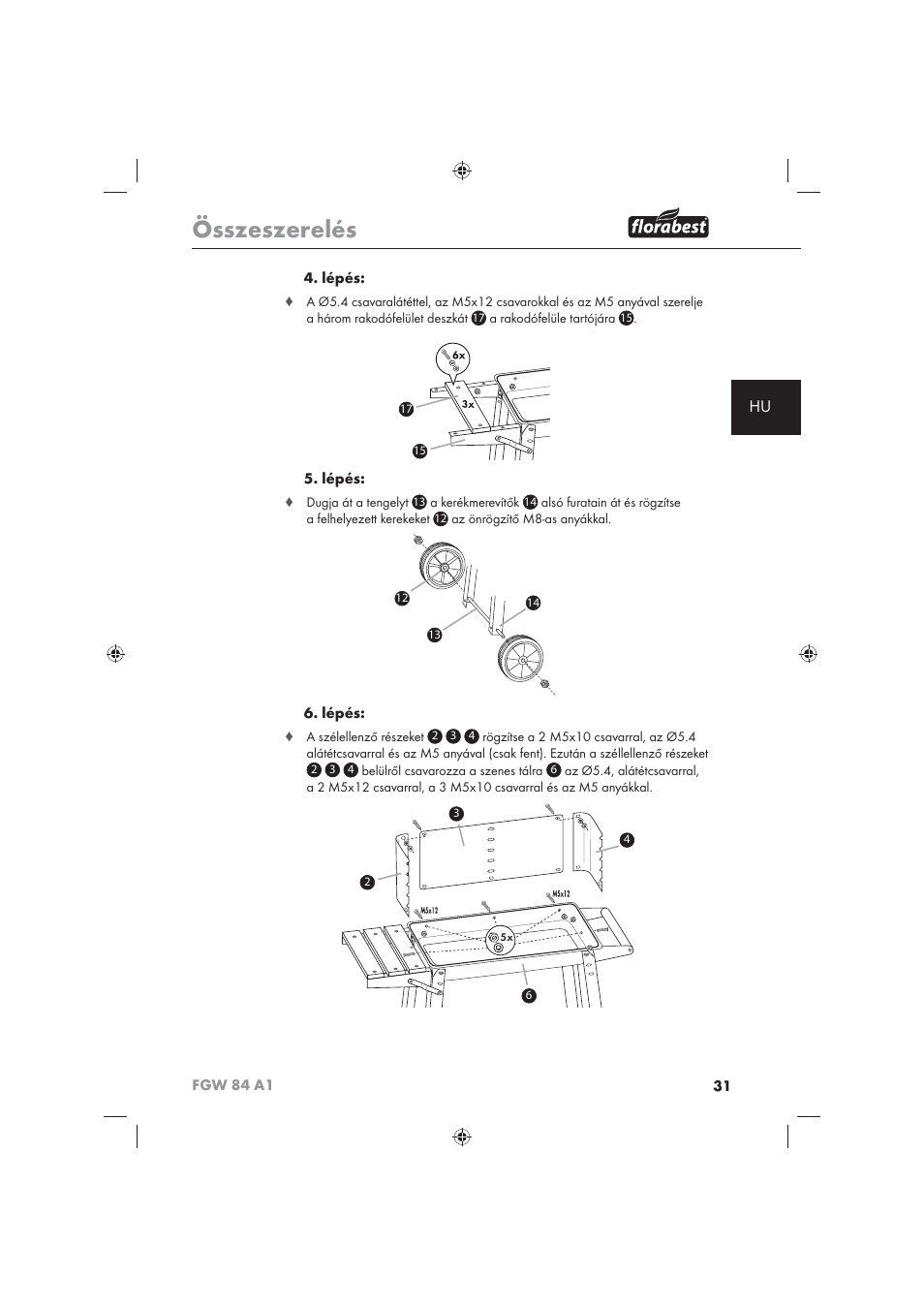 Összeszerelés | Florabest FGW 84 A1 User Manual | Page 33 / 86